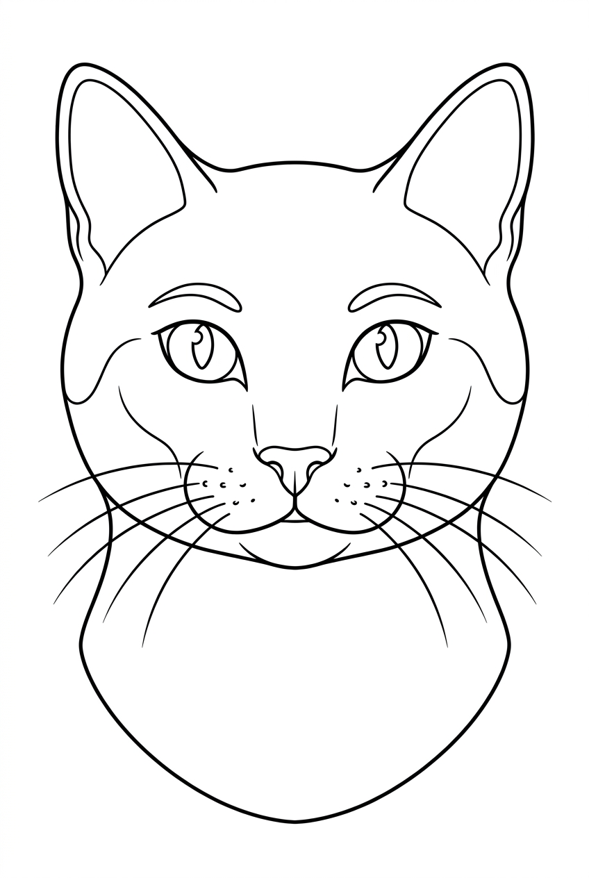 Original black outline coloring illustration of pet portrait